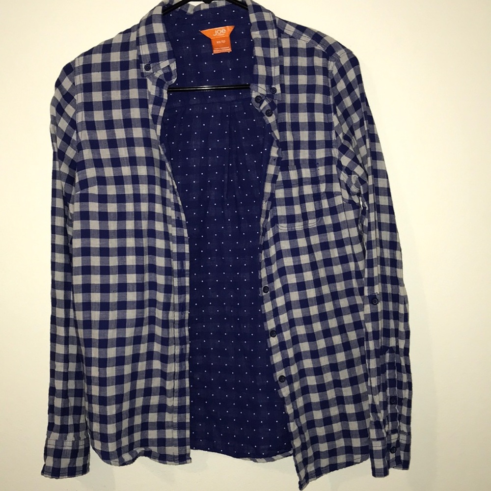 Blue and white button up